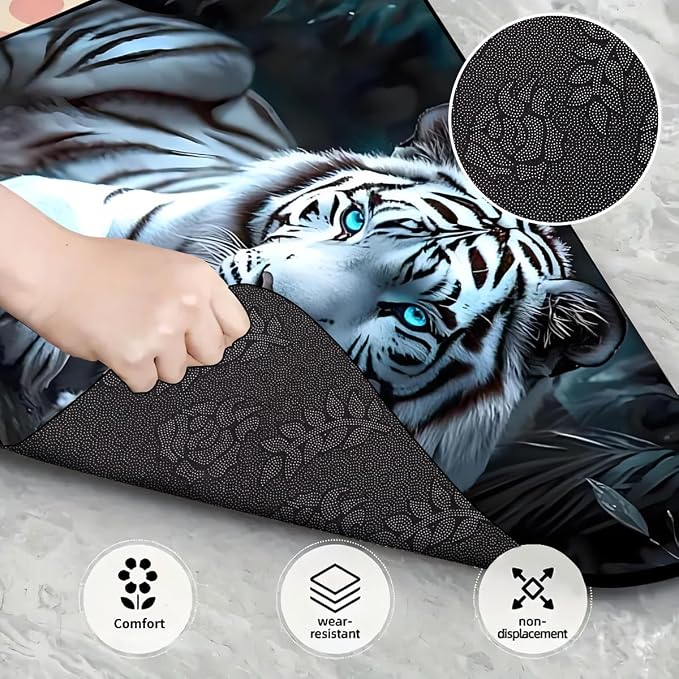 Universal Car Trunk Mat 29" x 39", White Tiger Pattern All Weather Trunk Protection Cargo Liner, Durable Cargo Mat Rear Trunk Liner, Stylish Vehicle Interior Accessories Suitable for Most Car Models - Image 4