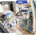 2Pack Car Backseat Organizer with Foldable Table Tray,6 Storage Pockets Car Storage Organizer with Tablet Holder,Car Seat Back Protectors Kick Mats Travel Accessories (Grey) - Image 7