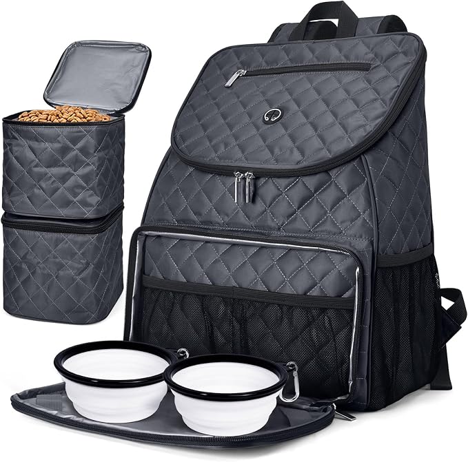 BAGLHER 丨Dog Travel Bag,Airline Approved Pet Supplies Backpack, Dog Travel Backpack with 2 Silicone Collapsible Bowls and 2 Food Baskets. by BAGLHER