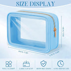 Hsei 12 Pcs Clear Makeup Bags Diaper Bag Organizer Travel Toiletry Bags with Zipper Clear Cosmetic Organizer Car Storage Pouch Bridesmaid Gift for Women Beach Vacation (Blue) - Image 2