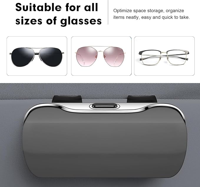 Car Visor Sunglass Holder, Multifunctional Sunglass Holder for Car with Clips, Universal Sun Visor Storage Accessories, for Most Car, SUVs, Trucks (Gray) - Image 6