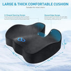 BlissTrends Thick Seat Cushion for Office Chair & Car Seat, XL, Grey | Memory Foam with Removable Cover, Ergonomic Tailbone & Sciatica Support for Pressure Relief and Long Sitting, 3.9" Thick - Image 2