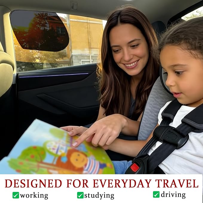 2 PCS Side Window Sun Shade,Universal Car Side Window Sun Shades | Car Window Sun Shade for Baby,Universal Fit for Glare Shield and UV Protection,Easy to Install & Remove - Image 6