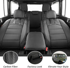 coverdream Front Wrangler Seat Covers for 2018-2026 Jeep Wrangler Rubicon,Sport,Sahara SUV,Rear Split Seat w/No Armrest,Fully Covered,Luxury Leather Car Seat Protector(2-Pack,Black & Carbon Fiber) - Image 4