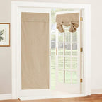 RYB HOME Natural Linen Textured French Door Window Curtains 100% Blackout | Self Adhesive, Thermal Insulated Privacy Energy Saving, Shades for Nursery Office Patio Glass Door, W26 x L69, 1 Panel by RYBHOME