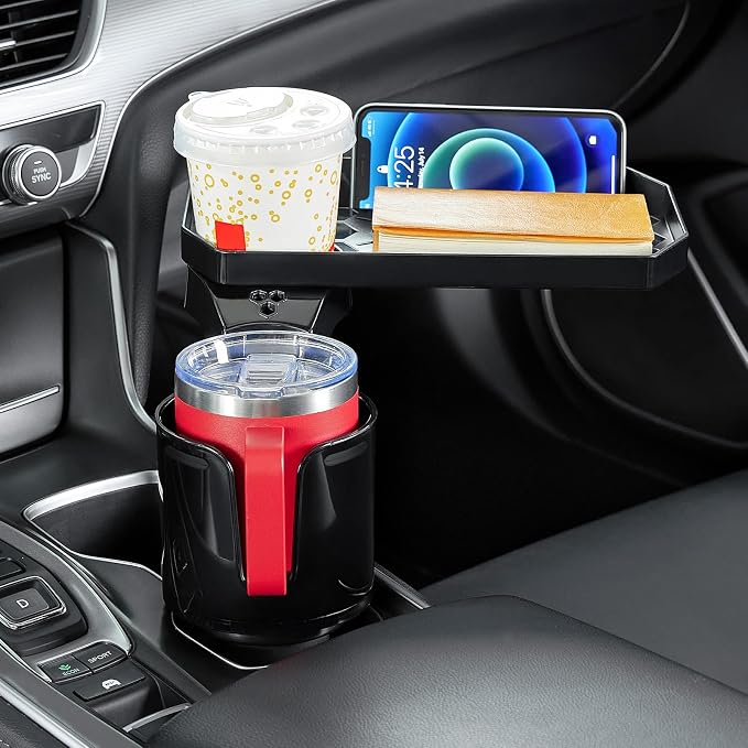 JoyTutus Car Cup Holder Expander, Automotive Cup Attachable Tray with 360° Rotation,Large Cup Holder Adapt Most Regular Cups with 18-40 oz, fit in 2.75-3.25 inch Car Holder - Image 7