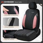 Coverado Automotive Seat Covers Front Seats, Luxury Car Seat Covers, Leather Seat Covers 2-Pack, Mesh Design, Pink Driver Seat Protectors, Universal Fit for SUVs, Trucks, Sedans - Image 2