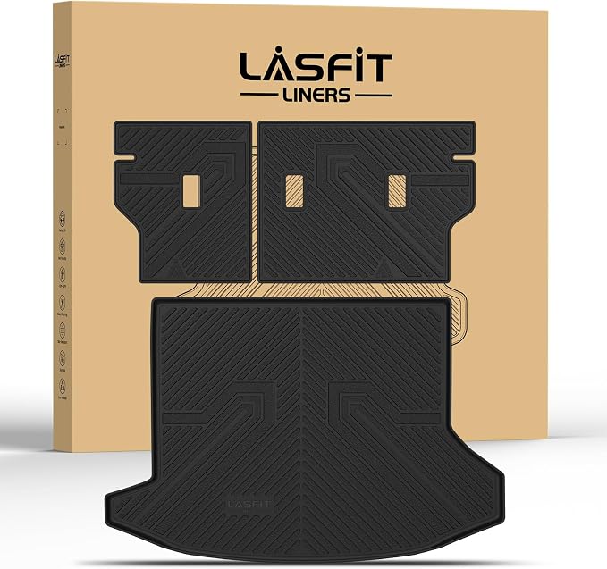 LASFIT Trunk Mat with Backrest Mat for Chevy Equinox/GMC Terrain 2025-2027 | Only for Fuel, Not Fit EV, All Weather TPE Custom Fit Cargo Mat Trunk Liner with Backrest Mat, Easy to Wash, No-curling by LASFIT