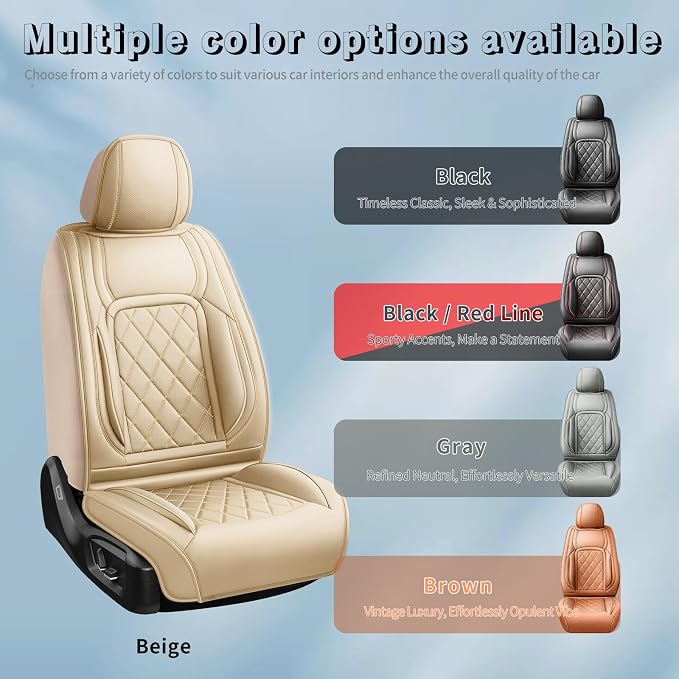 Fit Corolla Premium Leather Car Seat Covers for Toyota Corolla 2000-2025 2026 - Waterproof，Breathable，All-Weather Seat Cushion Protecto & Airbag Compatible, 2 Front Seat Beige - Image 5