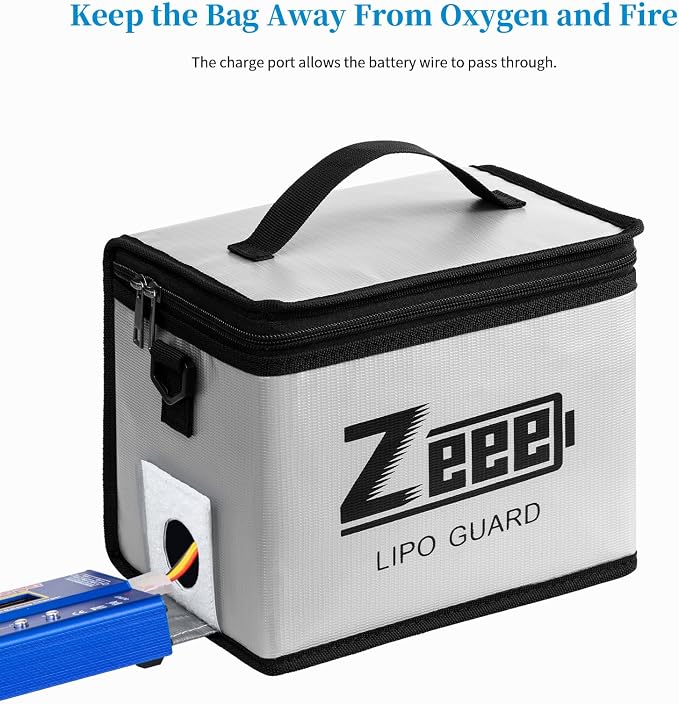 Zeee Fireproof Explosionproof Lipo Bag Battery Storage(8.46 x 6.5 x 5.71in) | Large Capacity Guard Pouch for Lipo Charge & Storage - Image 4