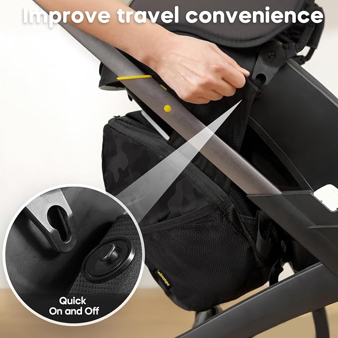 mamatepe Snap-on Storage Bag Compatible with Doona Infant Car Seat, Organizer Bag,Wearable Backpack for Baby Travel, Stroller Bag for Doona Car Seat & Stroller (Black) - Image 5