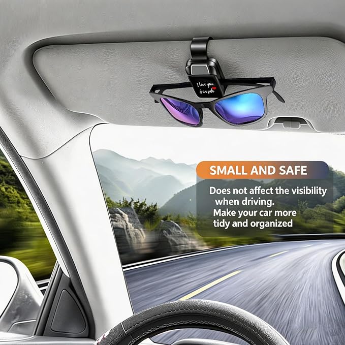 Dsycar 2 Pack Car Sunglasses Holder, I Love You Drive Safe Sunglasses Clip | One-Handed-Operation Easy Access Storage for Driving,Car Sun Visor Sunglasses Clip Anti-Scratch Car Sun Visor Accessories - Image 4