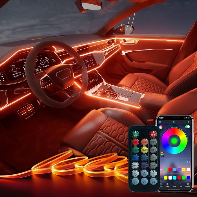Interior Car LED Strip Lights Car Accessories APP Control with Remote 5 in 1 Music Sync Color Change RGB Ambient Lighting Kit with 275 inches Fiber Optic USB Charger Light Strips Decorations by KEEPSMILE