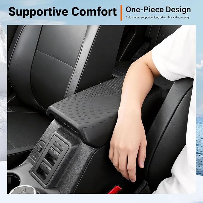 powoq 2/4 Door Center Console Armrest Cover Compatible with 2021-2026 Ford Bronco Armrest Lid Protector Cover TPE Prevent Pets Scratches Pad Replacement for 2021-2026 Ford Bronco Accessories - Image 3