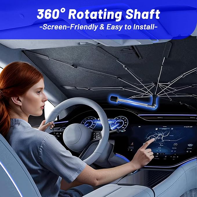 Windshield Sun Shade for Honda Accord 2003-2012, Foldable Umbrella Sunshade | Custom Fit Car Sun Visor with 360° Rotating Shaft, UV Protection Heat Shield Sun Blocker Heat Reflector and Easy Storage - Image 8