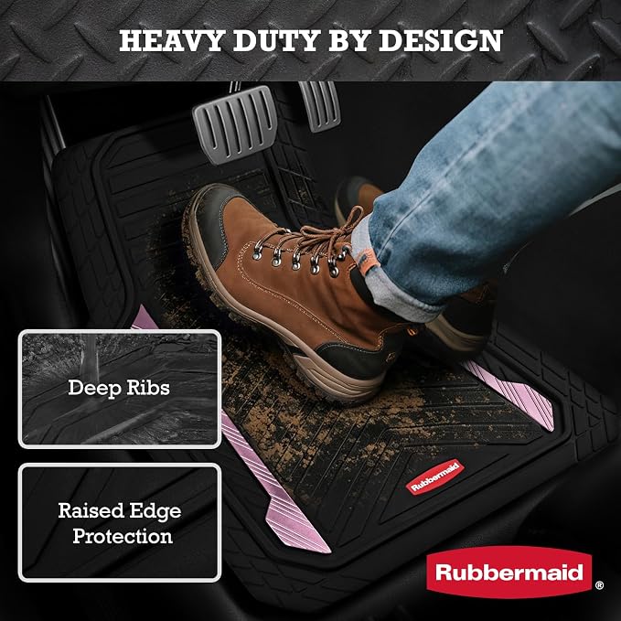 Rubbermaid Car Floor Mat, Heavy Duty All-Weather Car Mats Full Set with Dual-Tone Pink Aluminum Inserts – Universal Fit, Anti-Slip Backing, Trim-to-Fit for Most SUV, Sedan, Van - Image 2