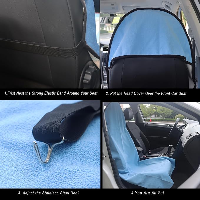 Car Seat Cover Protector Front Seats,for Gym Workout,Running,Swimming,Beach and Hiking,Waterproof Sweat Towel Bucket Seat Covers for Cars SUV Trucks (Sky Blue, 1Pcs) - Image 4