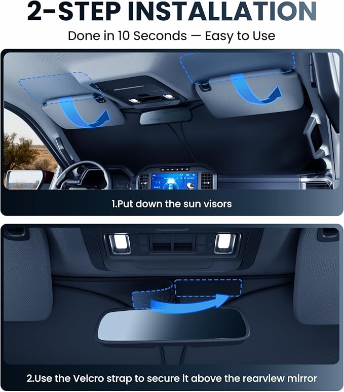 Zanch Custom Windshield Sun Shade for Nissan Kicks 2018-2026, 7-Layer UV & Heat Block, 3D Laser Scanned, Interior Protection, Keep Car Cooler, Foldable SUV Accessories - Image 7
