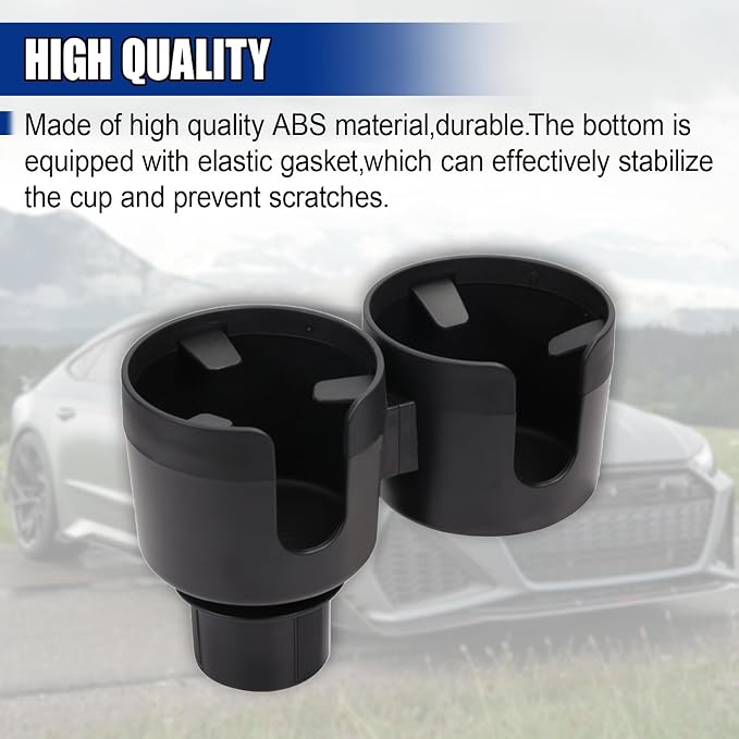 Car Double Cup Holder Extender, Multifunctional 2-in-1 Auto Drink Holder Insert with Adjustable Base, Portable Cup Holders Adapter, Universal Car Beverage Organizer for Bottle, Snack (Black) - Image 3