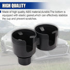 Car Double Cup Holder Extender, Multifunctional 2-in-1 Auto Drink Holder Insert with Adjustable Base, Portable Cup Holders Adapter, Universal Car Beverage Organizer for Bottle, Snack (Black) - Image 3