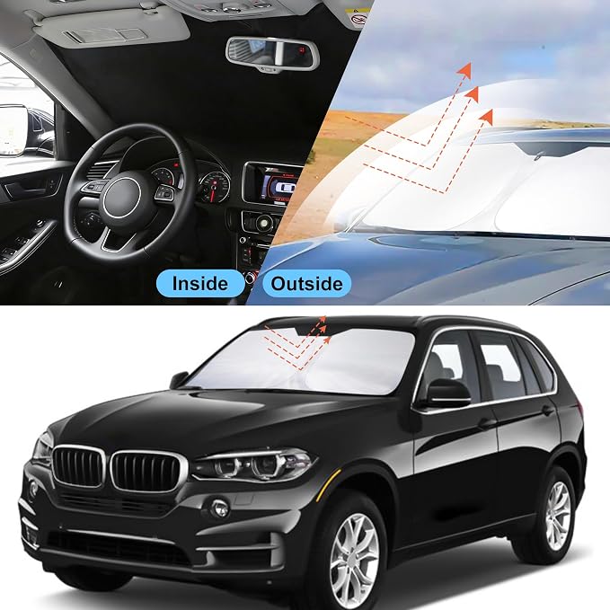 Front Windshield Sun Shade Foldable Car Front Window Sun Shade Windshield Shade Custom Fit for 2014-2018 BMW X5 Block UV Rays Heat Keep Car Cooler - Image 5