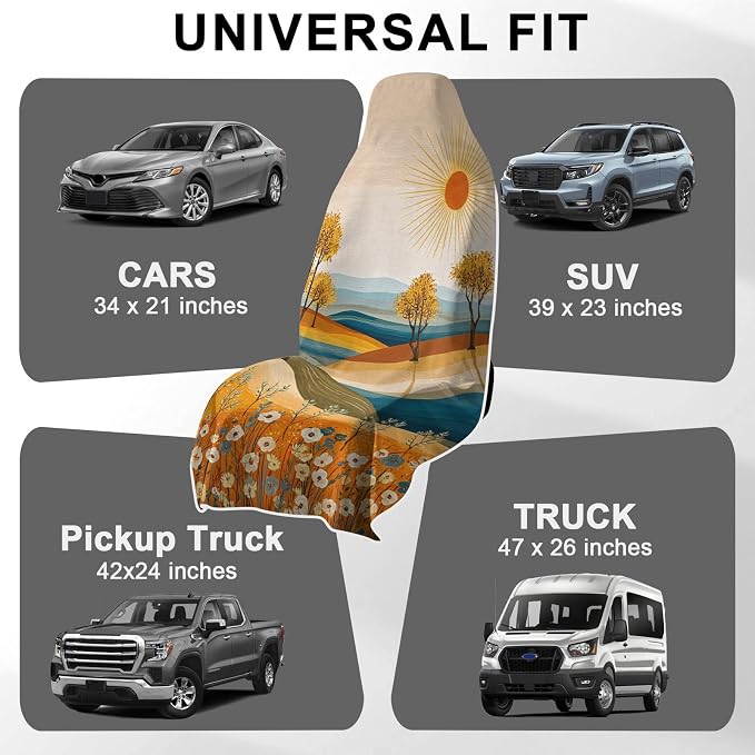 2 Pack Car Towels Seat Cover with Storage Bag, Multifunctional Microfiber Towel for Gym Outdoor Sport Running,Picnic, Beach, Pet Dog Travel,Fits Car SUV Truck (Sunny Fields) - Image 6