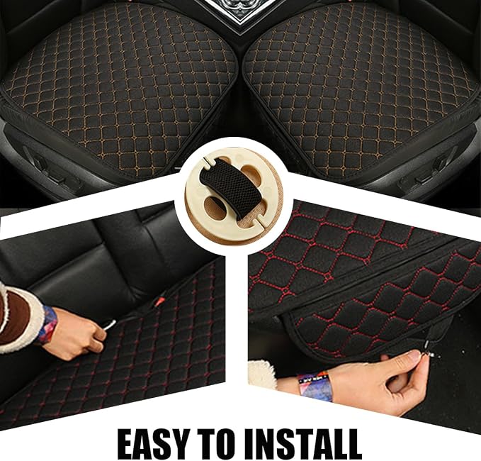 povtii Car Seat Bottom Cover Pad, Breathable Auto Front Seat Protector with Storage Pocket, Comfortable Seat Bottom Cushion Mat for Most Vehicle, Universal Interior Car Accessories (Black+Golden) - Image 5