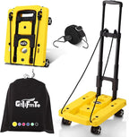 GtIiFmTe Foldable Hand Truck, Lightweight Luggage Cart for Airport Car Seat | Compact Folding dolly with Rotating swivel wheel,storage size12×15.7×4.1",300lbs Load,Upright Lock Handle with 3bungee cords by GtIiFmTe