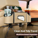 Back Seat Car Organizer,4 in 1 Multifunctional Car Back Seat Storage Box with Drink Cup Holder Tissue Box, for Hold Phone,Snacks, Drinks, Handbag-Meter - Image 2