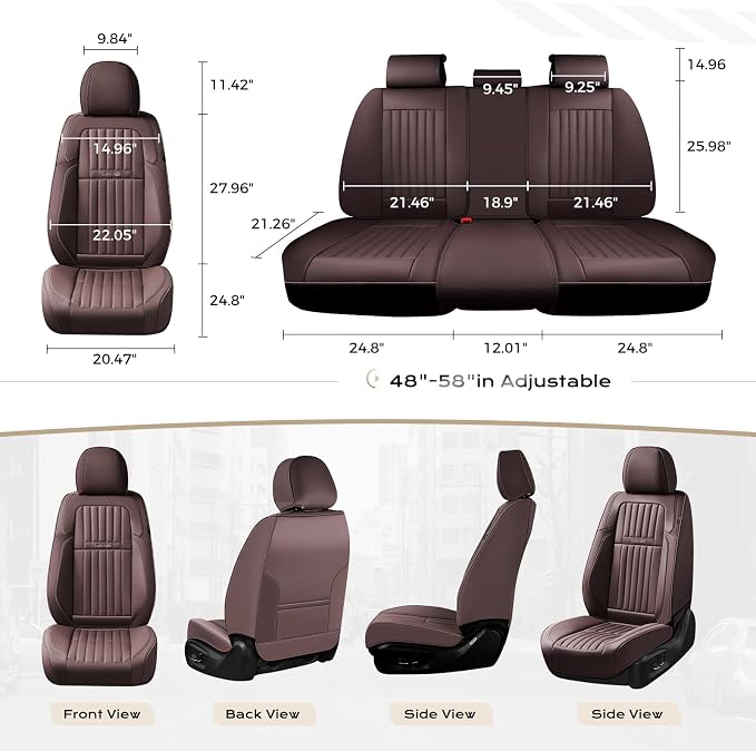 Coverado Car Seat Covers Front Seats, Seat Covers for Cars, Car Seat Protector, 2-Pack Car Seat Cushion Nappa Leather, Waterproof Seat Covers Carseat Cover Universal Fit for Most Cars Trucks(Coffee) - Image 6