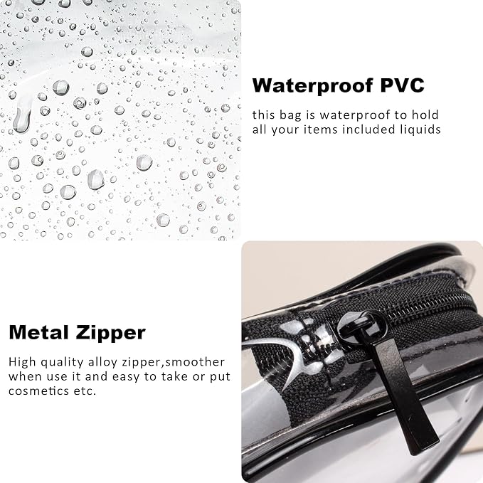 4 Pack Clear Makeup Bags, TSA Approved Toiletry Bag Car Organizer Travel Cosmetic Case Portable Travel Essentials Bags for Toiletries Clear Summer Beach Bag Carry on Airport Airline Compliant Bag - Image 6