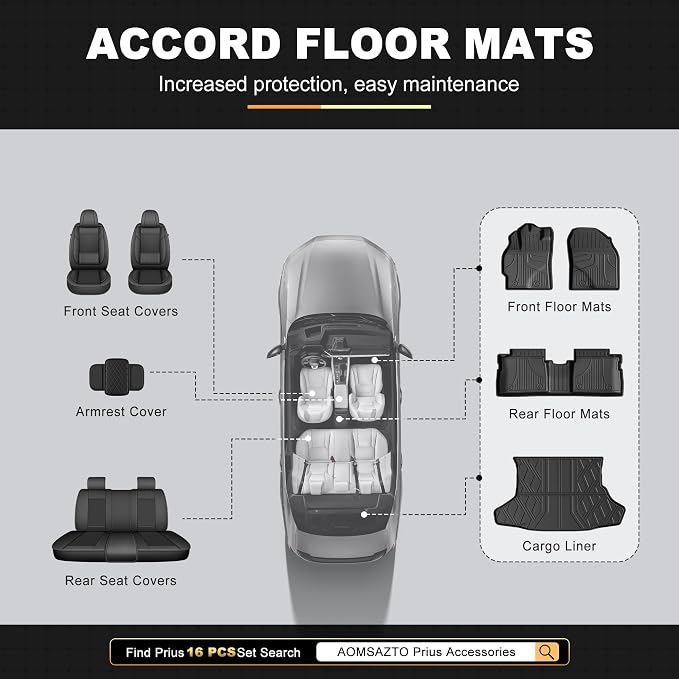 AOMSAZTO Floor Mats for Toyota Prius 2010-2015 (Not for Plug-in, V or C) | Custom Fit Floor Liners & Cargo Liner All-weather Easy to Clean Heavy Duty Waterproof Trunk Mat - Image 9