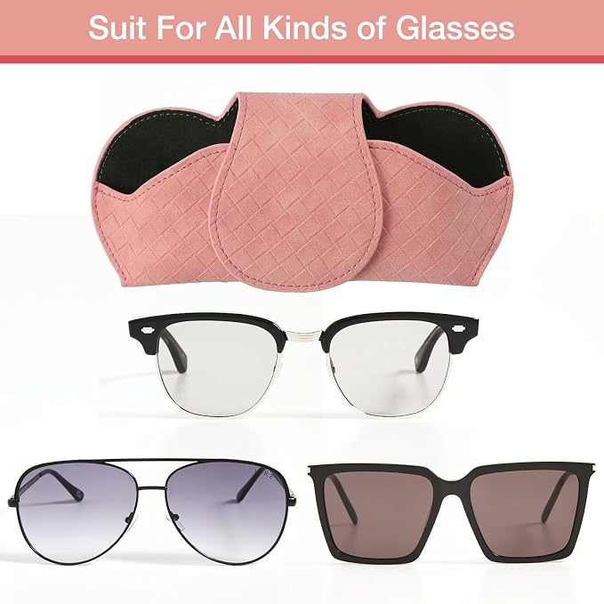 KINIVA Pink Car Visor Sunglass Holder Leather Glasses Case with Magnetic Closure for Car Interior Accessories - Image 4