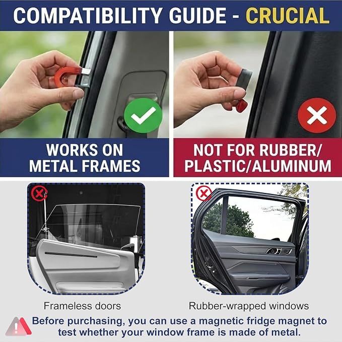 XCBYT Magnetic Car Window Shades for Side Window, 100% Blackout Privacy | 4-Pack Heat & UV protection reflective cooling for camping and work break. Fits iron frames only, measure first - Image 5