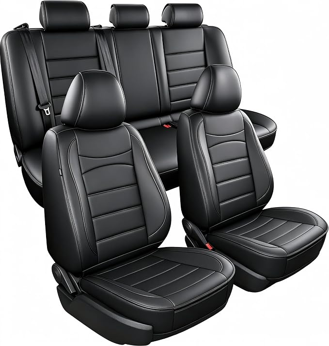 IKABEVEM Car Seat Covers Fit for Chevrolet/Chevy Malibu 2016-2025 2026 | Custom Full Set,Waterproof Faux Leather,Scratch Resistant,Full Wrap,Easy to Install&Wipe Clean,Black Seat Interior Protector - Image 7