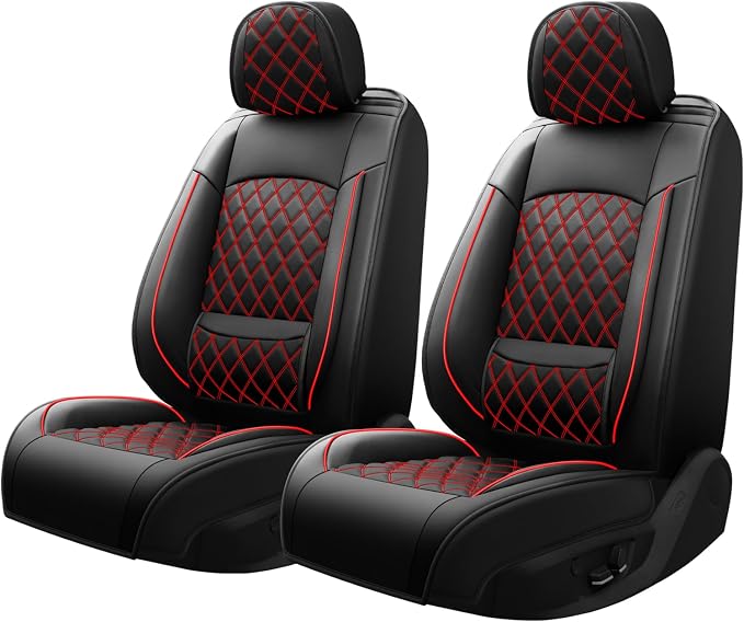 Fit for CH-R Car Seat Covers Compatible with Toyota CHR 2018-2022 - Waterproof Breathable Leather Automotive Seat Cushions Protector, Airbag Compatible,Only 2 Front seat Covers(Redline) - Image 3
