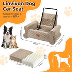 Dog Car Seat for Medium/Large Dogs up to 60LBS Memory Foam Dog Booster Seat | with Thick Cushion, Pet Car Seat for Back with Detachable Washable Cover, Storage Pockets for SUV, Pick Up, Trunk, Khaki - Image 2