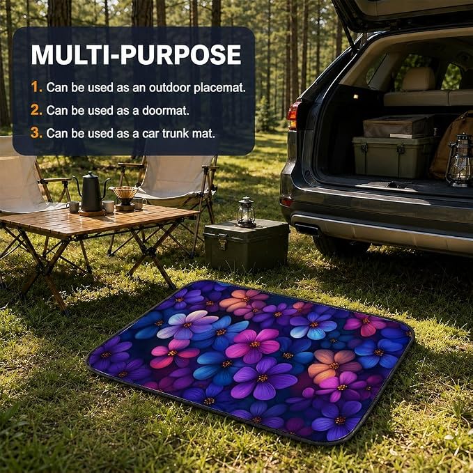 Car Trunk Mat for SUV, 29"x39" Cute Purple Floral Cargo Liner Protector | All Weather Universal Cargo Liners for Dogs, Car Accessory for SUVs/Sedan/Wagons, Durable Non-Slip Washable Rear Cargo Mat - Image 4