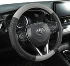 West Llama 3D Texture Steering Wheel Cover for Toyota, Anti-Slip Design, Premium Leather, Custom Fit for 14.5-15 inch, Stylish Interior Decoration(Gray+Black-Standard Size) by WESTLLAMA