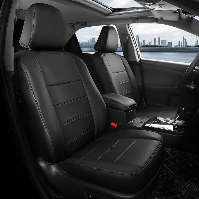 Custom Seat Covers for Toyota Camry 2012-2017, Black | Only Fit for Camry L/LE/XLE 2012-2017, Not for Hybrid, Full Coverage, Faux Leather, Protective, Scratch-resistant, Easy-clean by FEINEPRO