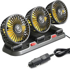 12V Car Cooling Three-Head Fan, 360° Rotation, 2-Speed Adjustable, Low Noise, Portable Fan for SUV, RV, Vehicle, Boat, Golf Cart with 51-Inch Cord - Image 8