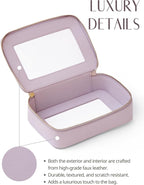 Clear Toiletry Bag 2 Pack, Travel Makeup Bag Medium & Large Purple | Structured Clear Cosmetic Case with Zipper, Car Essential Organizer Bag for Women, Waterproof PU Leather, Wide Open Portable - Image 5