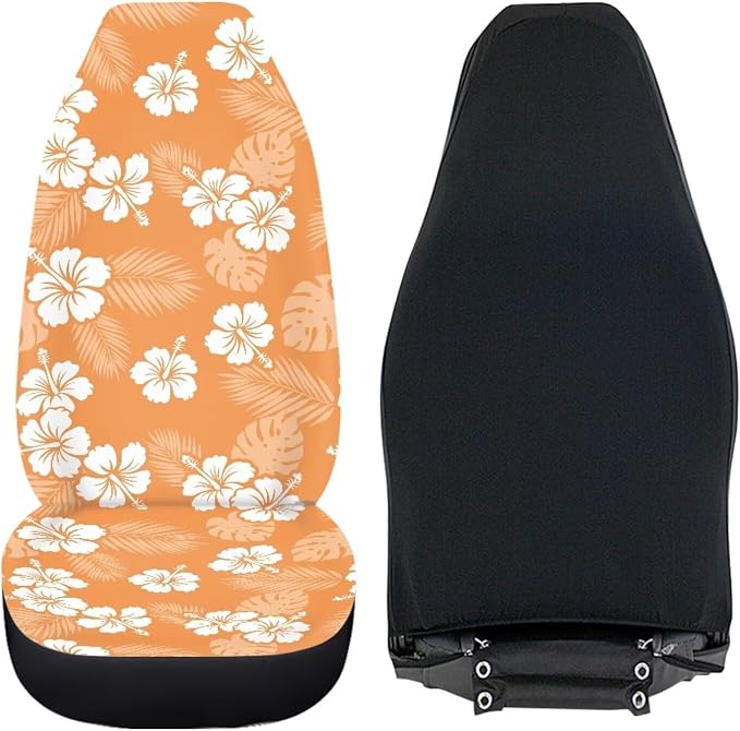 Hawaiian Florals Car Front Seat Covers for Women Set of 2 Tropical Car Seat Cover Elastic Polyester Protection Interior Accessories for Cars SUV Sedans - Image 4