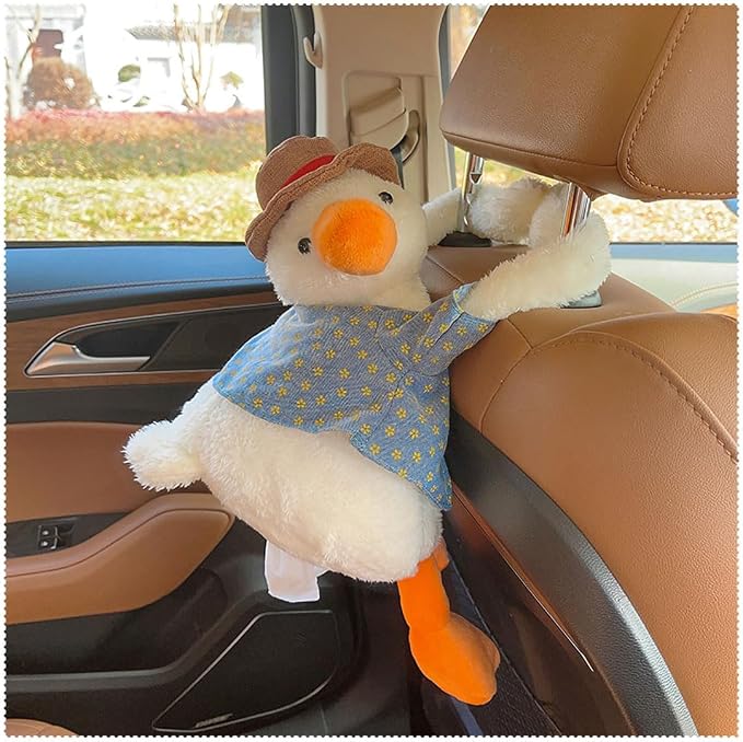 Tissue Box Cover Plush Tissue Box Holder for Car, Home, Decorative Holder/Organizer for Bathroom Vanity Countertop, Nightstands, Office Desk-Duck - Image 6