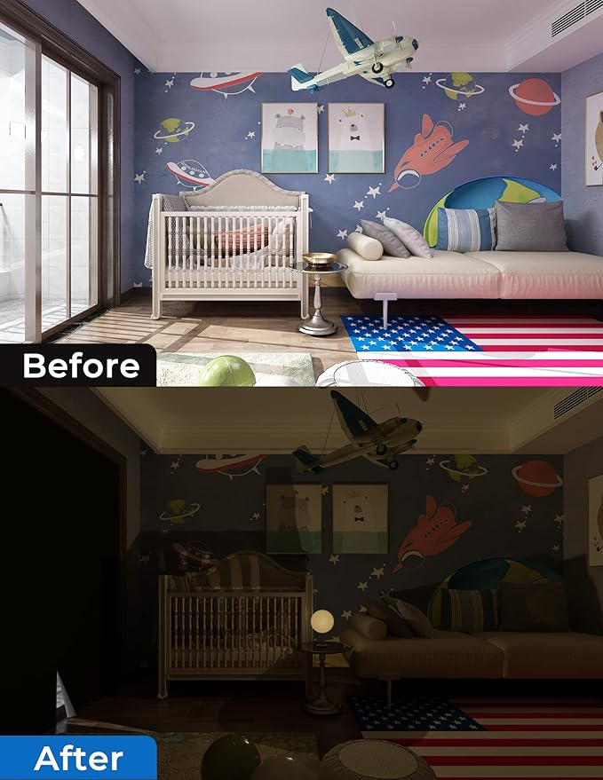 Sumobaby Blackout Curtains for Bedroom Portable 37"x64" Blackout Shades | 100% Black Out Window Cover No Drill with Upgraded Hook&Loop Tapes Thermal Insulated Blinds for Home,Nursery(1 Panel,Black) - Image 6