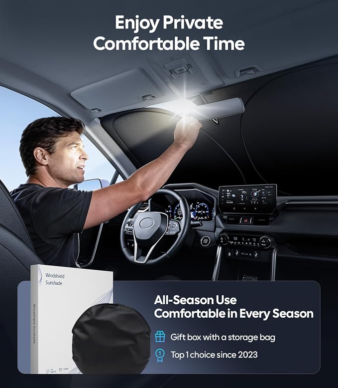 Wigoo for Honda Pilot Windshield Sunshade, Custom Fit, Keeps Interior Cool | Custom Fit, Cooling Tech Fabric, Foldable Heat-Blocking Sunshade with Storage Bag, for Honda Pilot 2016-2026 Accessories - Image 6
