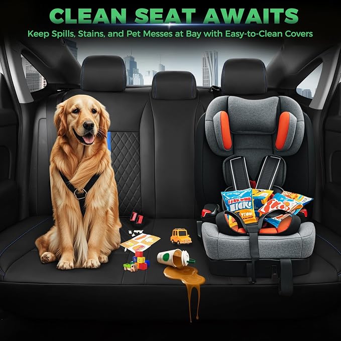 RIDEPOSH Custom Fit Seat Covers for Honda Civic 2016-2021 | Sedan LX, Faux Leather, Solid Bench Rear, No Rear Armrest, Waterproof, Full Coverage, Airbag Compatible, Easy-to-clean - Image 7