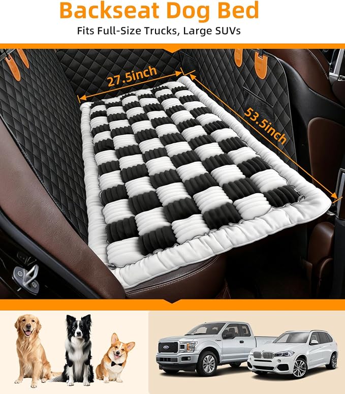 Dog Car Bed, Non-Slip Dog Seat Cover | Universal Back Seat Protector | Premium Chenille Comfort, Scratch Resistant, Silicone Backing & Machine Washable, Fits Most Cars, Trucks & SUVs - Image 7