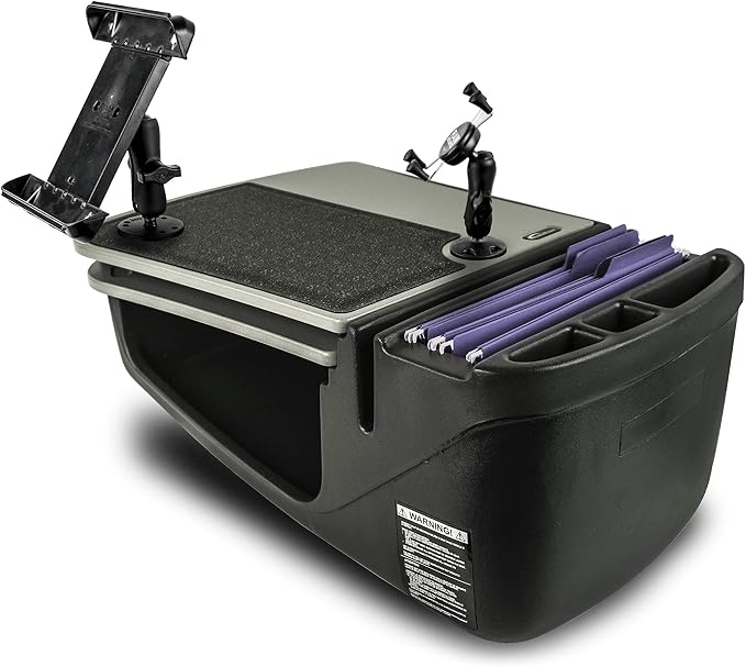 AutoExec AE-GMCD-PI-PM-TAB-GT GripMaster Car Desk for Your Vehicle Workstation and Mobile Office, Grey with 400 watt Power Inverter, Phone Mount and Tablet Mount | 400 Watt Power Inverter, Phone Mount, Tablet Mount, Vehicle Workstation and Mobile Office by AutoExec