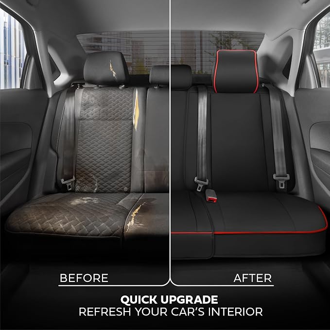 MotorBox Cabin King Crimson Trail Leather Seat Covers for Trucks & Cars | Black and Red Full Set Car Seat Covers, Waterproof Leather Seat Covers, Car Accessories, Seat Protector, Universal Fit - Image 8